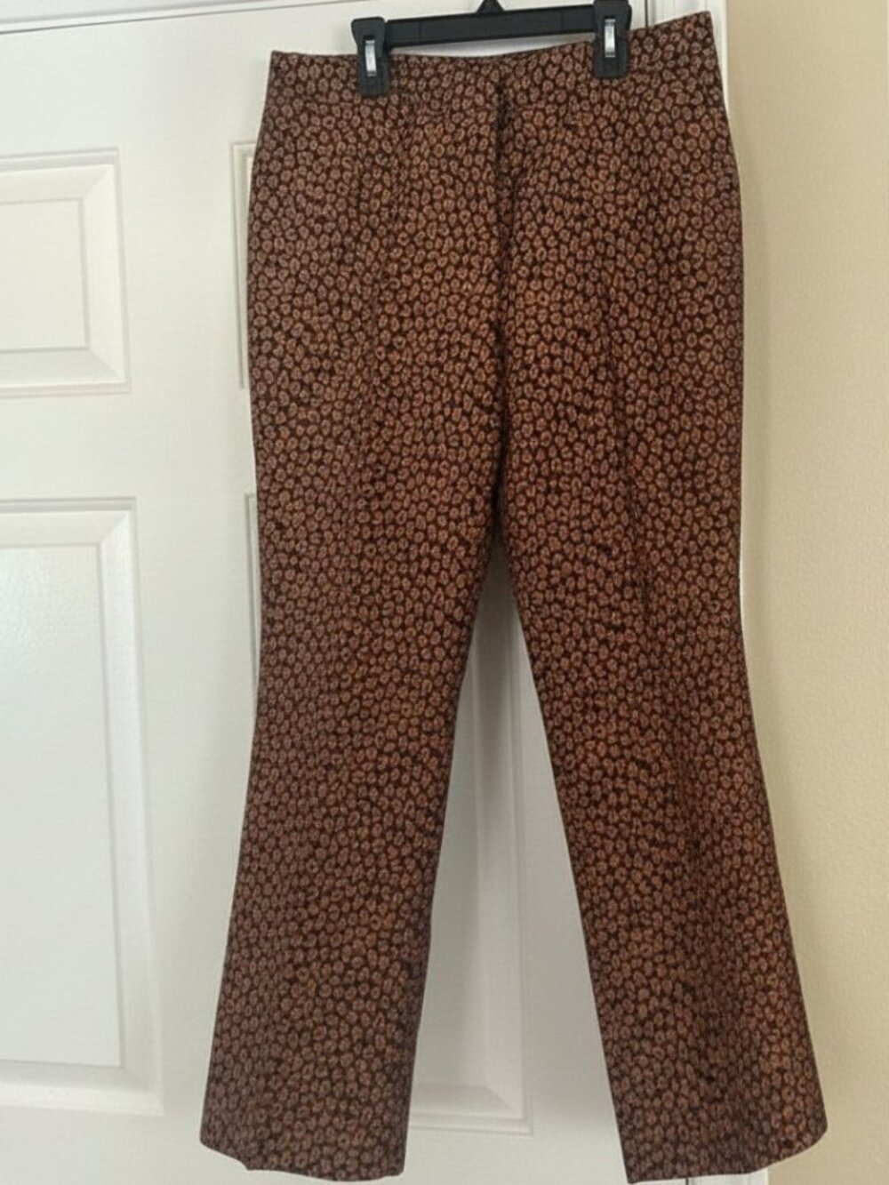 Kate Spade Floral Leopard Jacquard Crop Pants Womens 8 Brown Career Trouser NWOT
